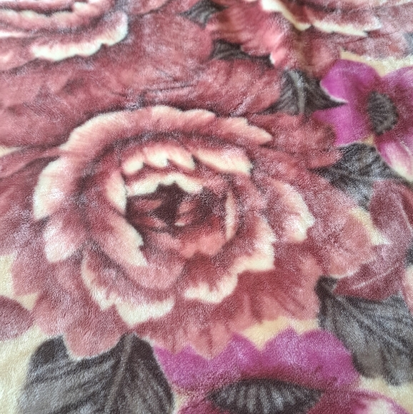 DAVIDA TIGER BLANKET thick plush floral flower browns purple soft heavy queen - Picture 4 of 12